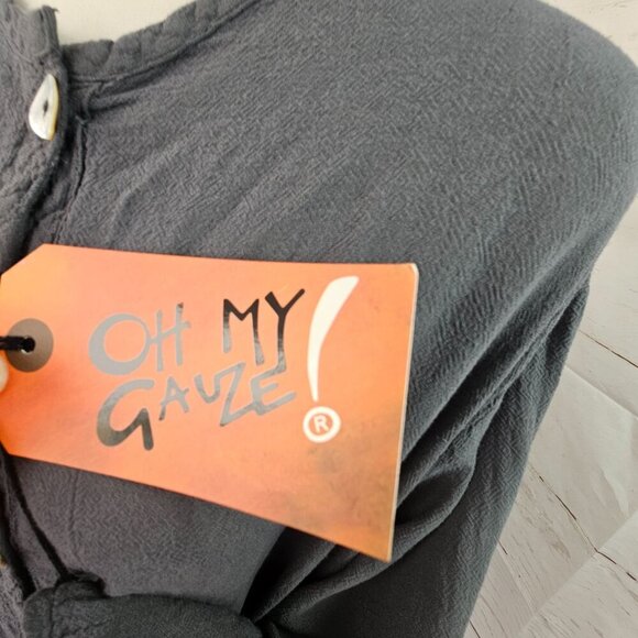 Oh My Gauze Btn Up Cotton Tunic Top CoverUp Sz L/XL Lightweight Handpockets NWT - Picture 7 of 9